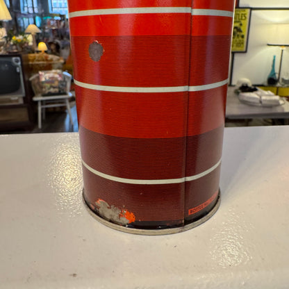Vintage Thermos Brand Striped Thermos - Red & White- 1 Quart
