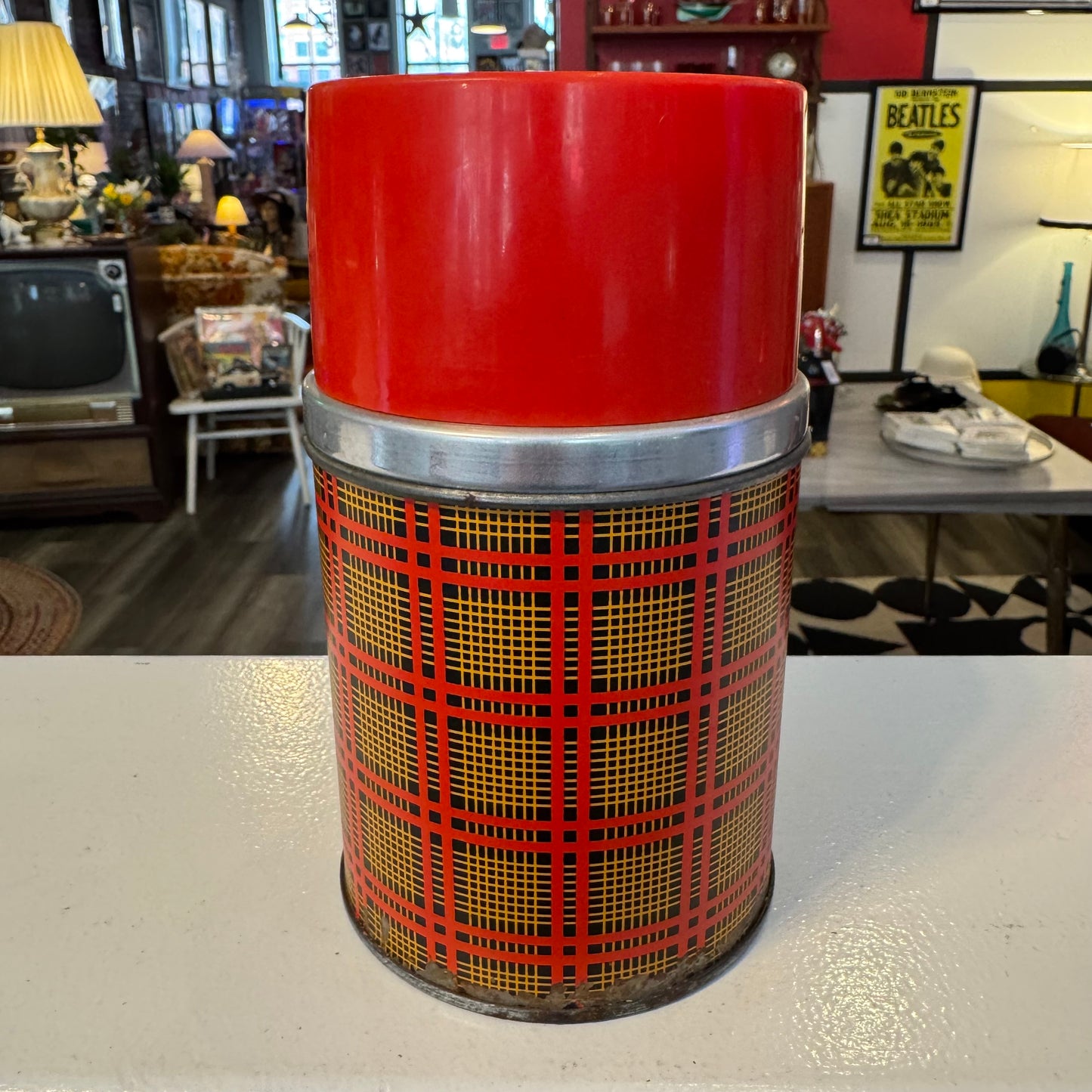 Vintage Aladdin Plaid Thermos - Red Tartan - 1 Quart