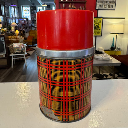 Vintage Aladdin Plaid Thermos - Red Tartan - 1 Quart