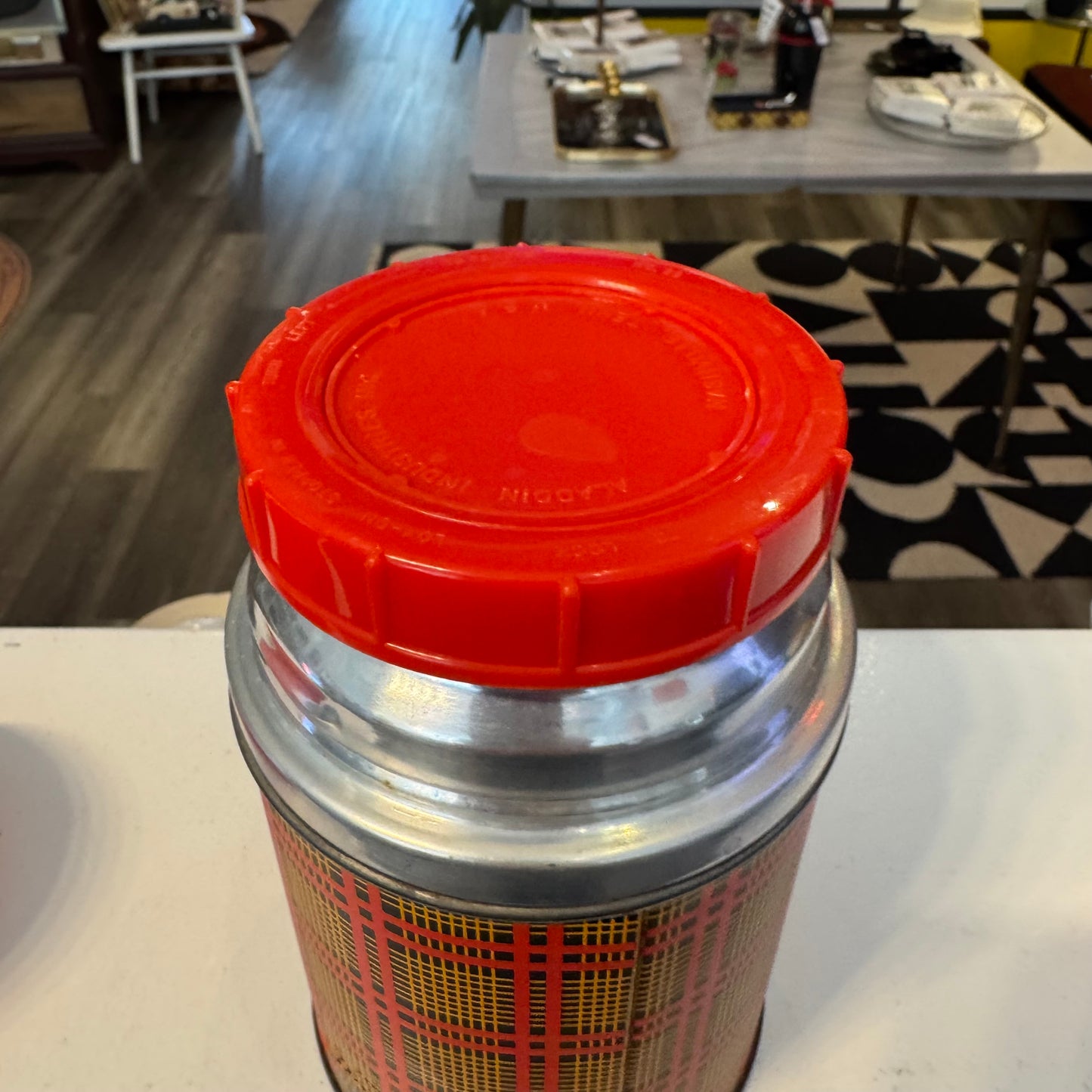 Vintage Aladdin Plaid Thermos - Red Tartan - 1 Quart