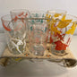Glasses in Metal Tray Set of 6