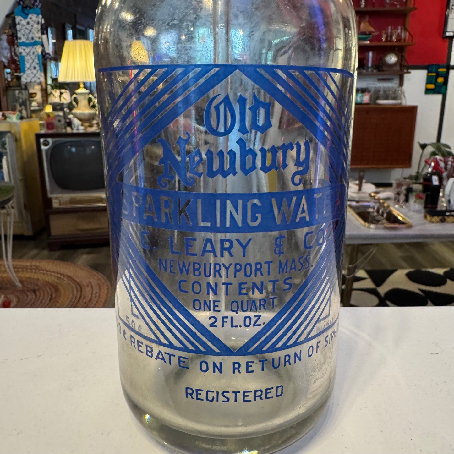 Antique C. Leary & Co. Glass Seltzer Bottle – Newburyport, MA (Intact Glass Rod)