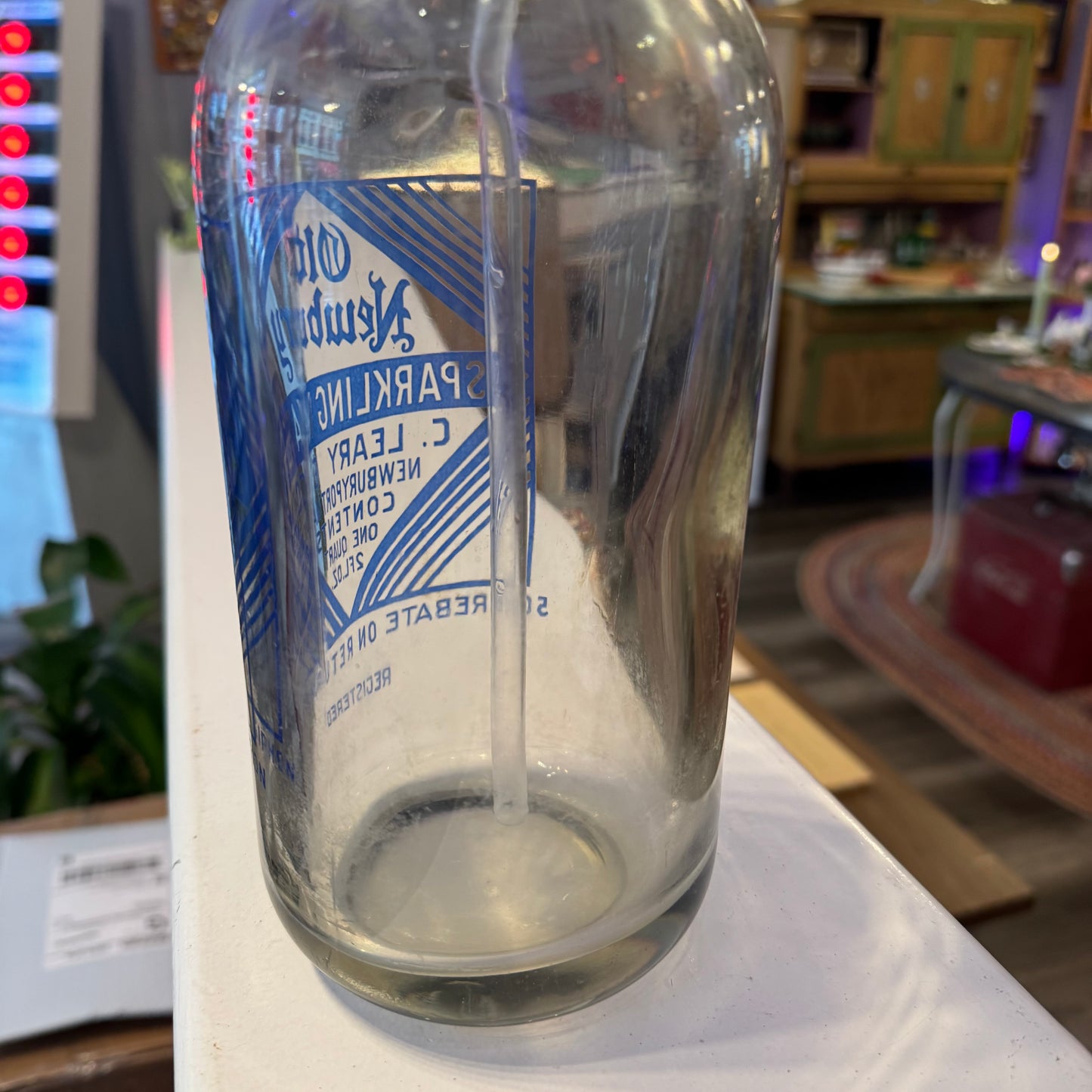 Antique C. Leary & Co. Glass Seltzer Bottle – Newburyport, MA (Intact Glass Rod)