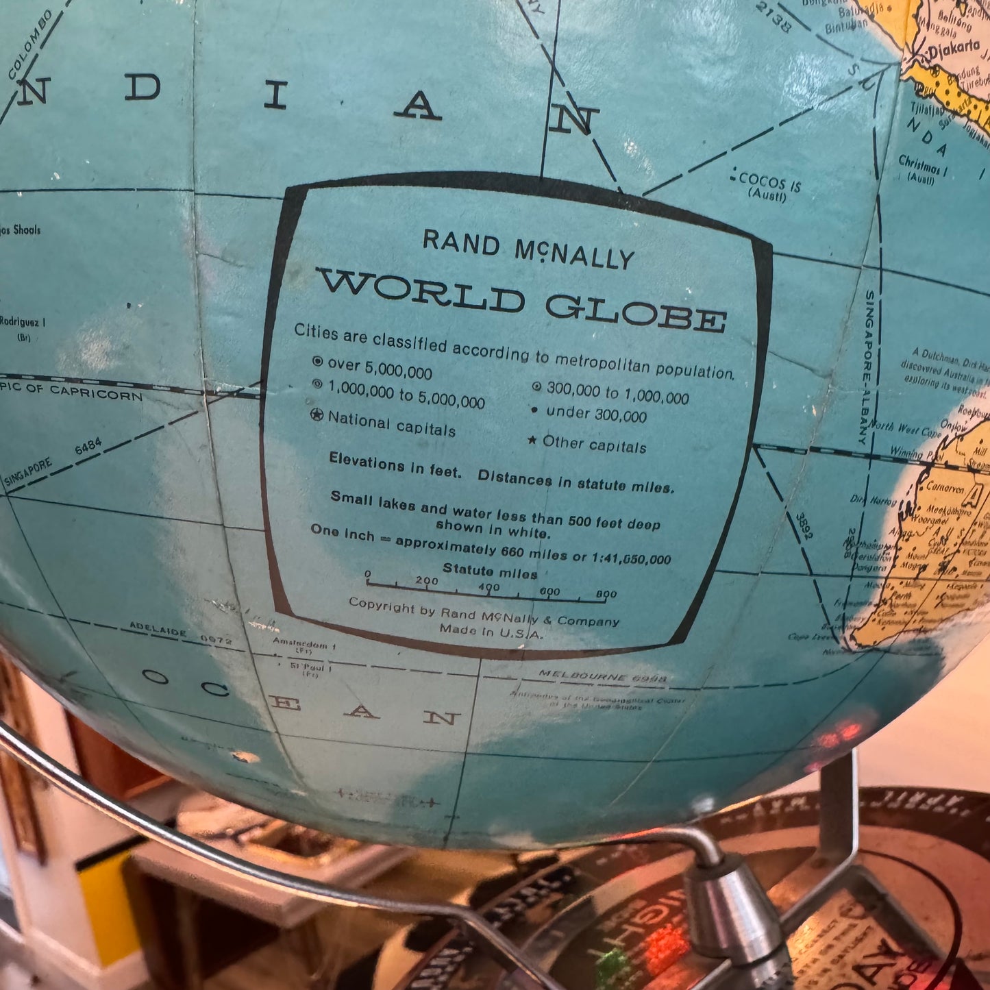Vintage 1950/60s Rand McNally "World Clock" Desktop Globe