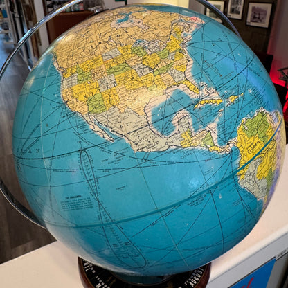 Vintage 1950/60s Rand McNally "World Clock" Desktop Globe