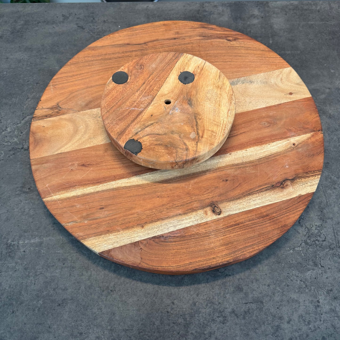 Wood Lazy Susan with Engraved Tribal Pattern
