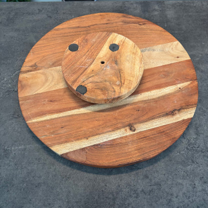 Wood Lazy Susan with Engraved Tribal Pattern