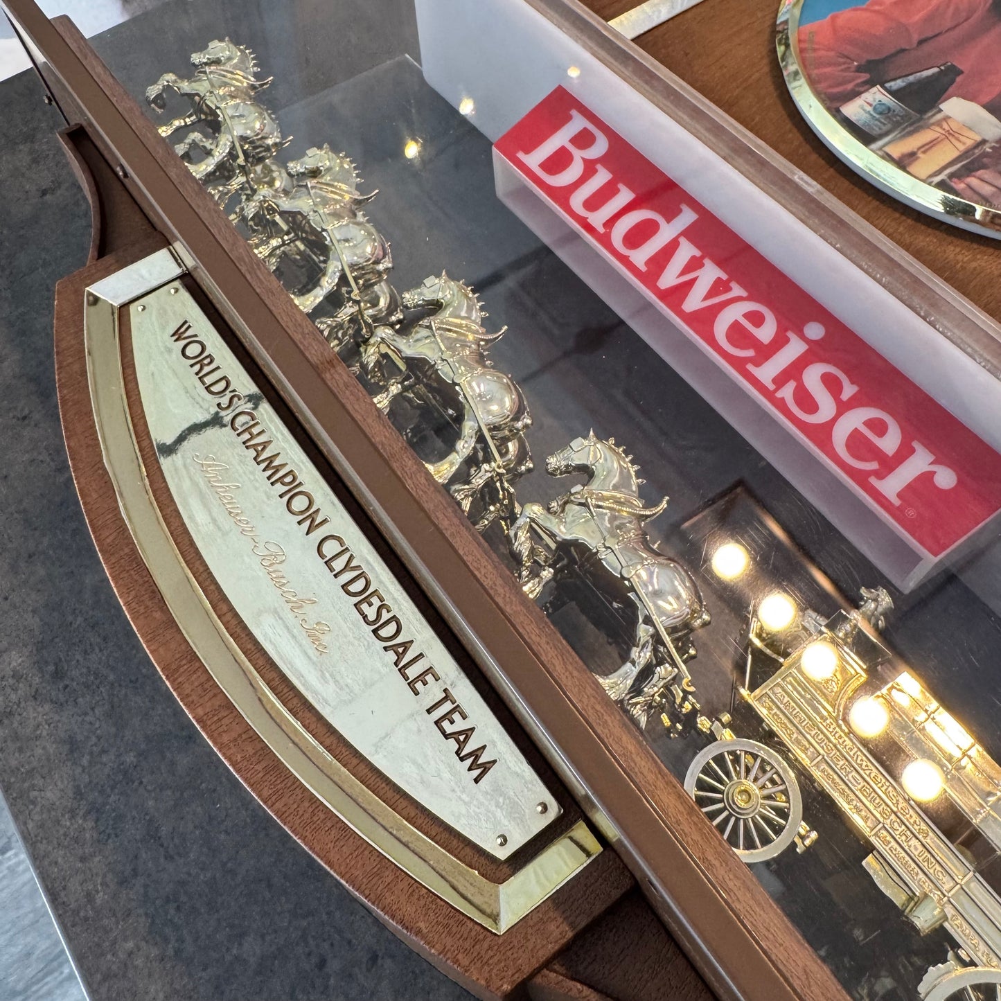 Vintage Budweiser World Champion Clydesdale Team Hanging Sign 1980s