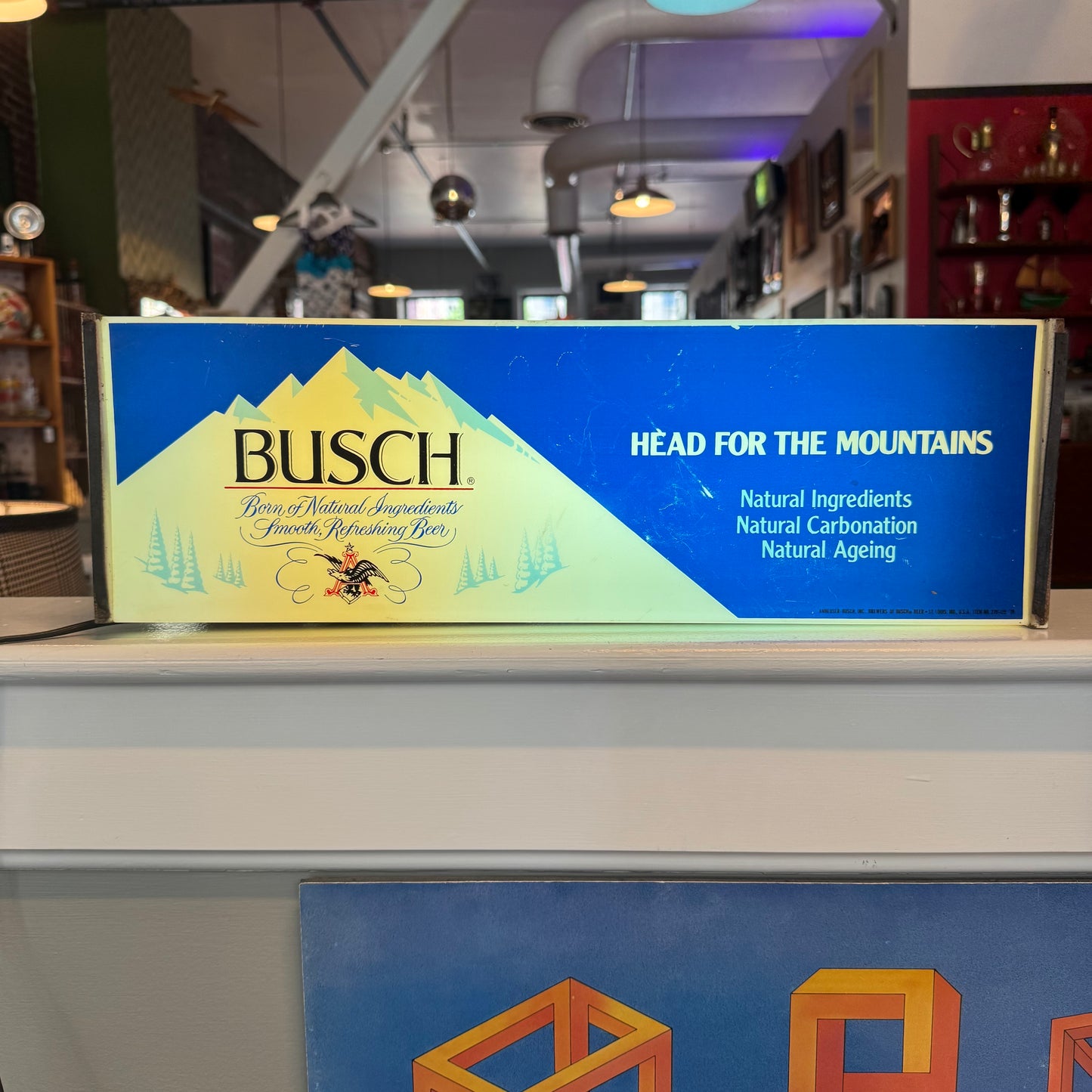 Light Up Busch Beer Sign 'Head for the Mountains" Works