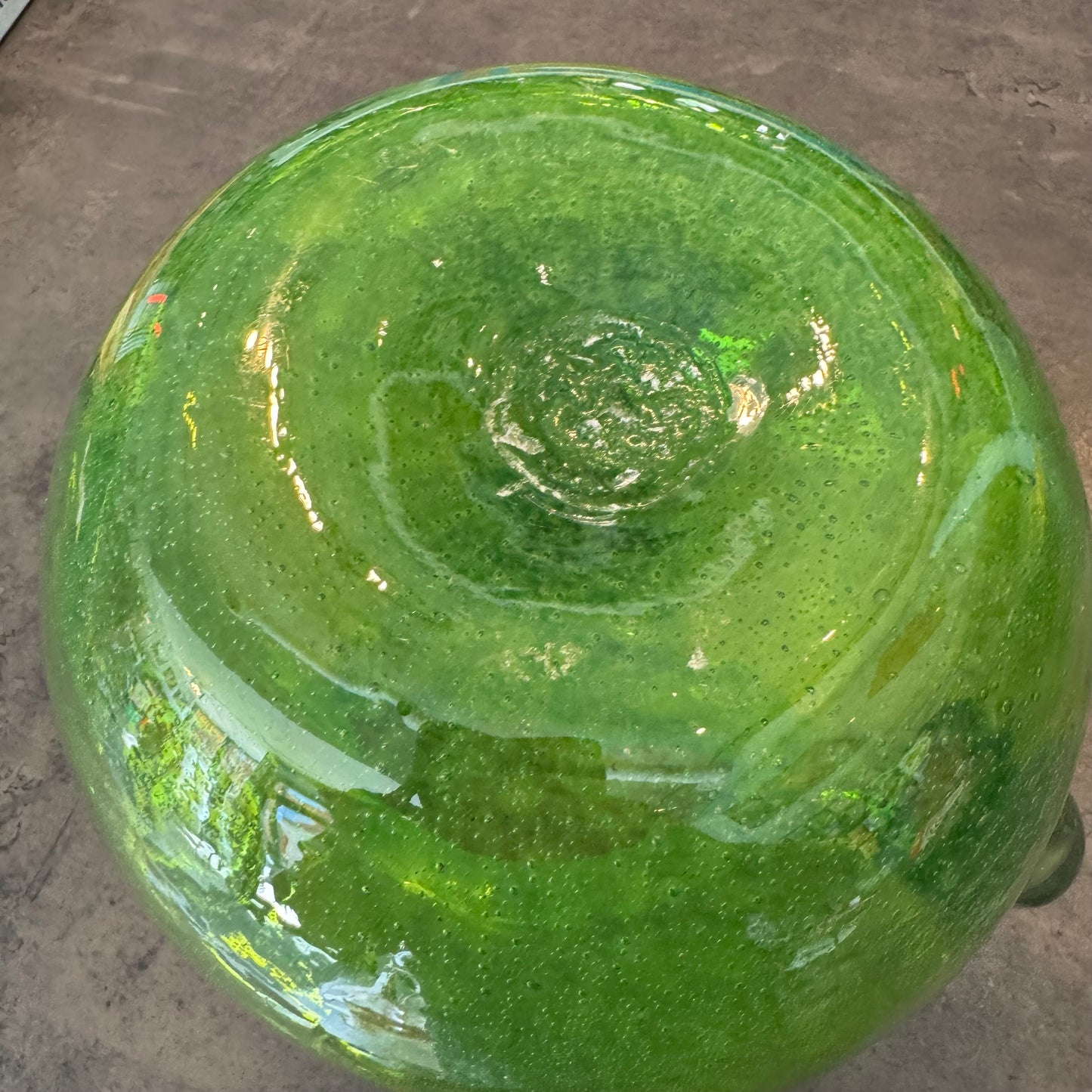 Vintage Hand Blown Green Glass Pitcher