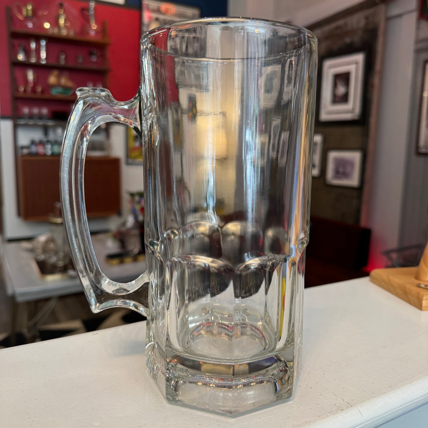 Vintage Heavy Dimple Glass Beer Stein