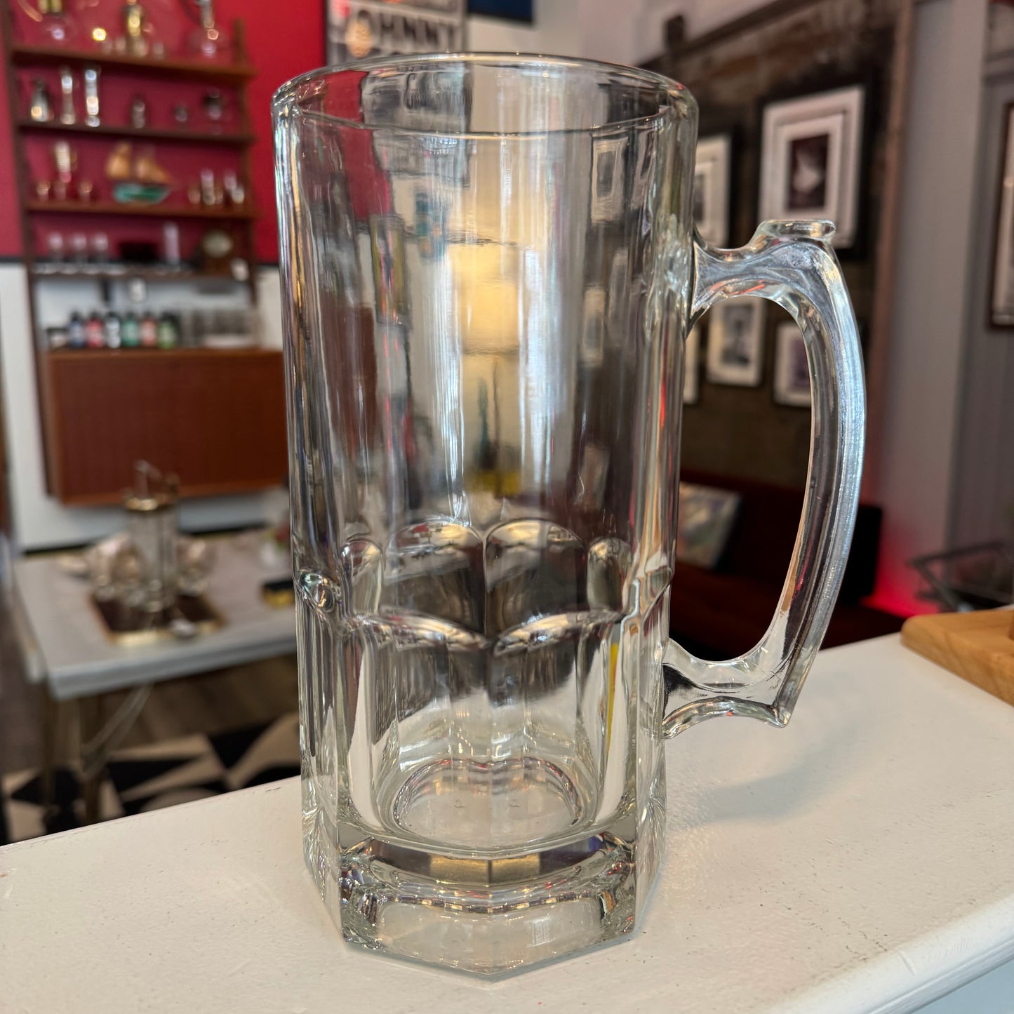 Vintage Heavy Dimple Glass Beer Stein