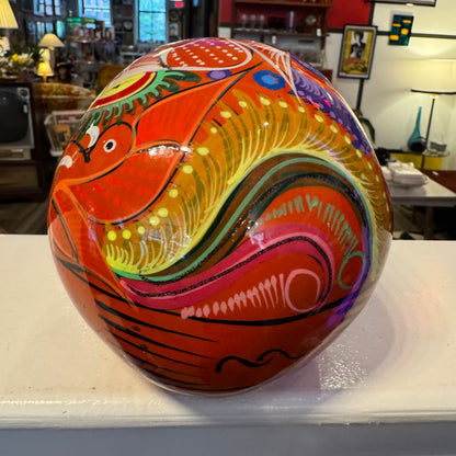 Hand Painted Mexican Glazed Ceramic Skull
