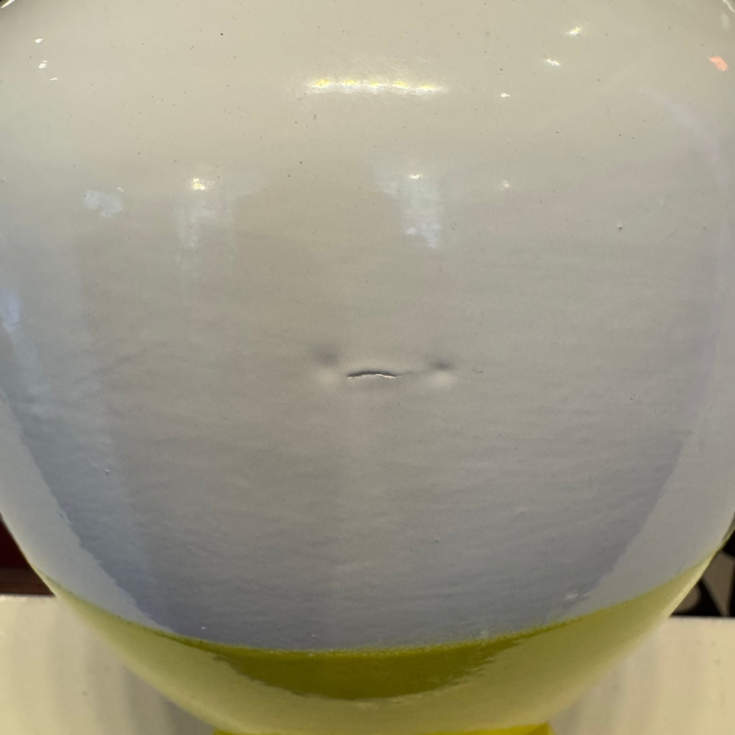 Yellow and White Urn Vintage 13" Tall