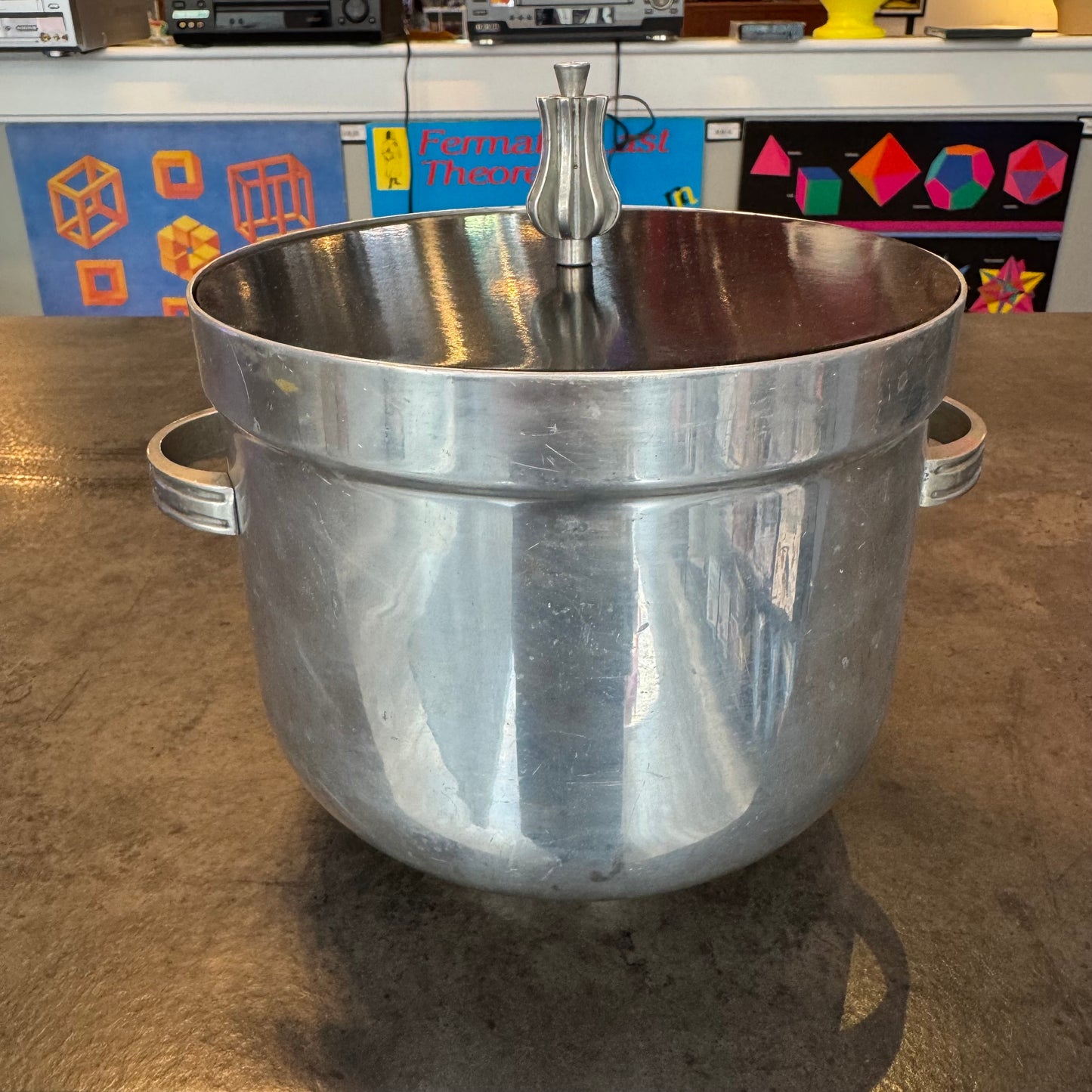 Vintage Buenilum Hammered Aluminum Ice Bucket w/ Pyrex Glass Liner