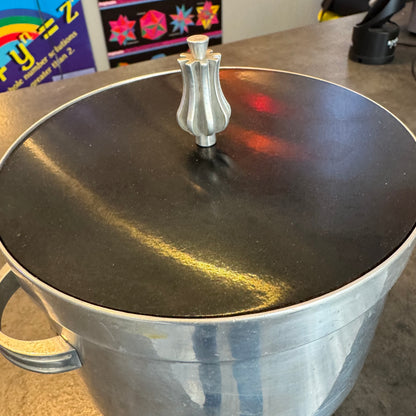 Vintage Buenilum Hammered Aluminum Ice Bucket w/ Pyrex Glass Liner
