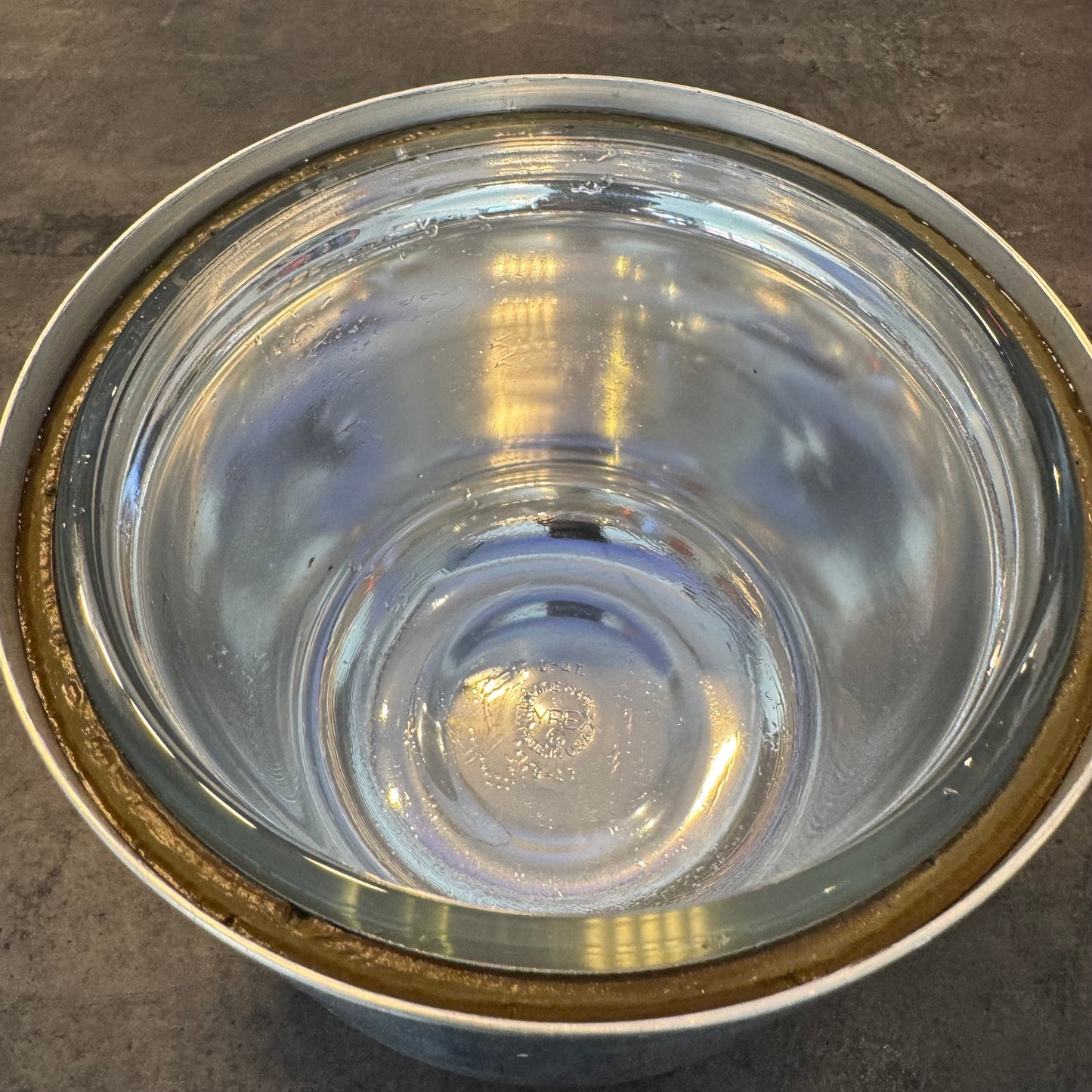 Vintage Buenilum Hammered Aluminum Ice Bucket w/ Pyrex Glass Liner