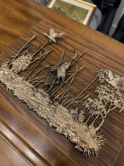 Wood with Nature Scene Metal Art 15" x 11"