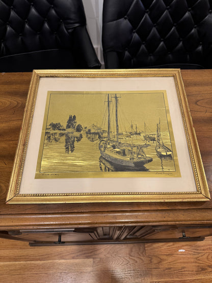 Gold Ocean Scene Lionel Barrymore Print