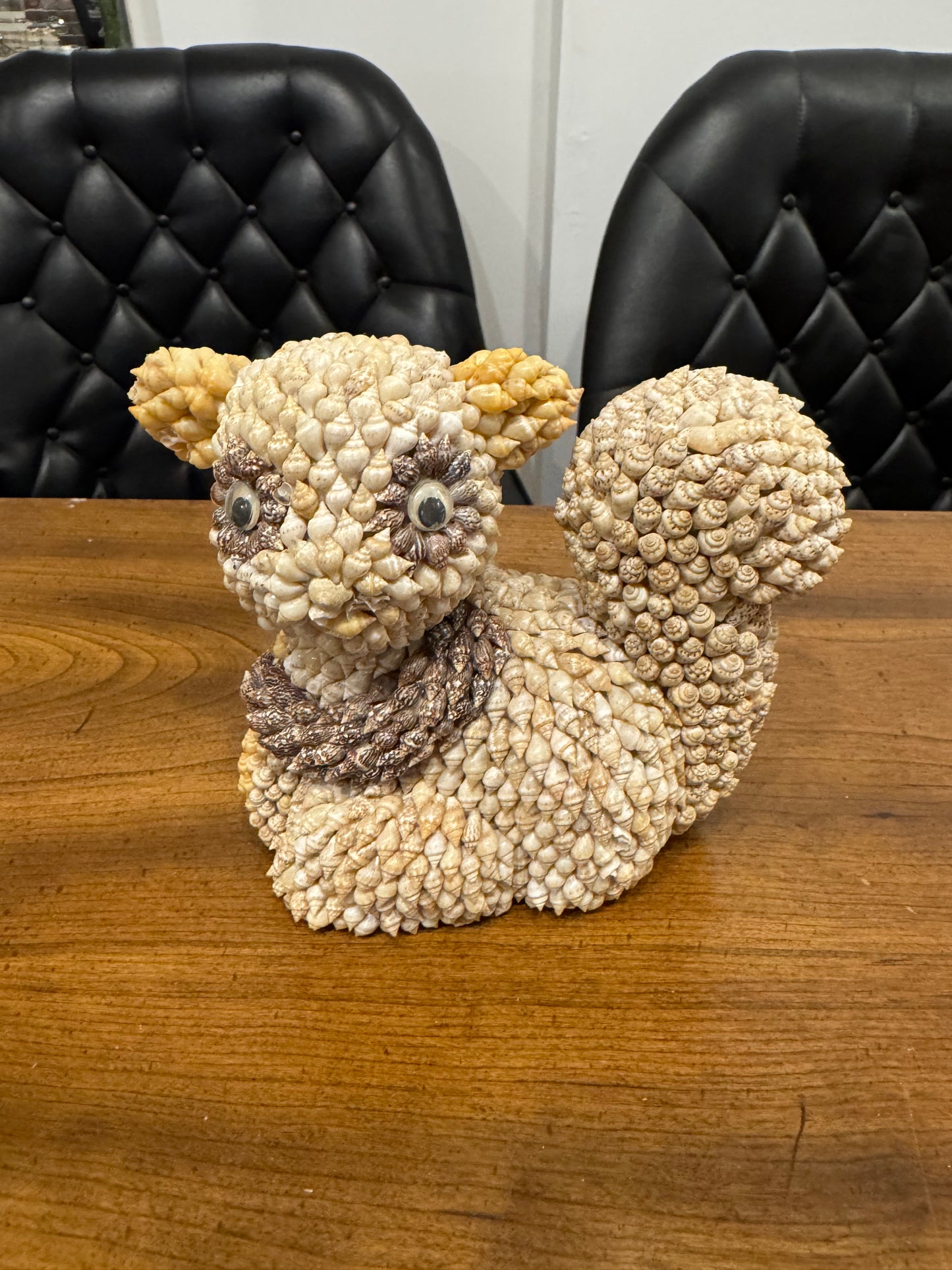 Shell Art Squirrel Planter FIgurine Vintage