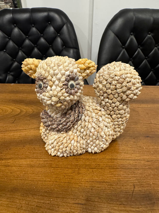 Shell Art Squirrel Planter FIgurine Vintage