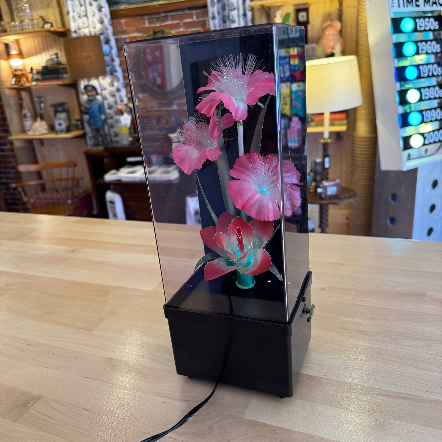 Vintage 1980s Fiber Optic Flower Art Box & Music Box – "Somewhere Over the Rainbow"