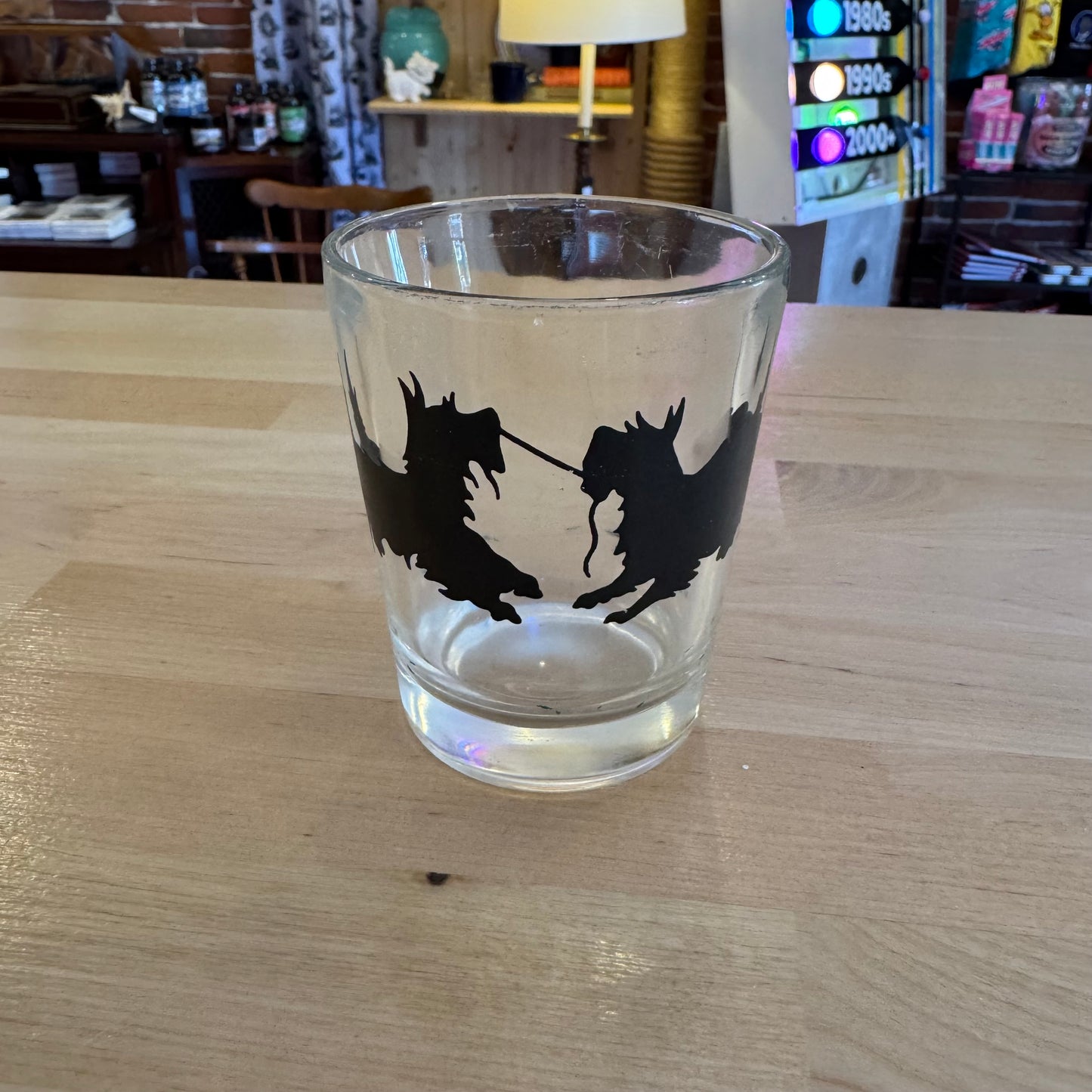 Vintage Mid-Century Black Scotty Dog Silhouette Tumbler Glass