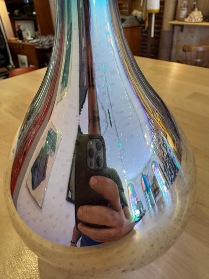 Silver and Iridescent Glass Shade