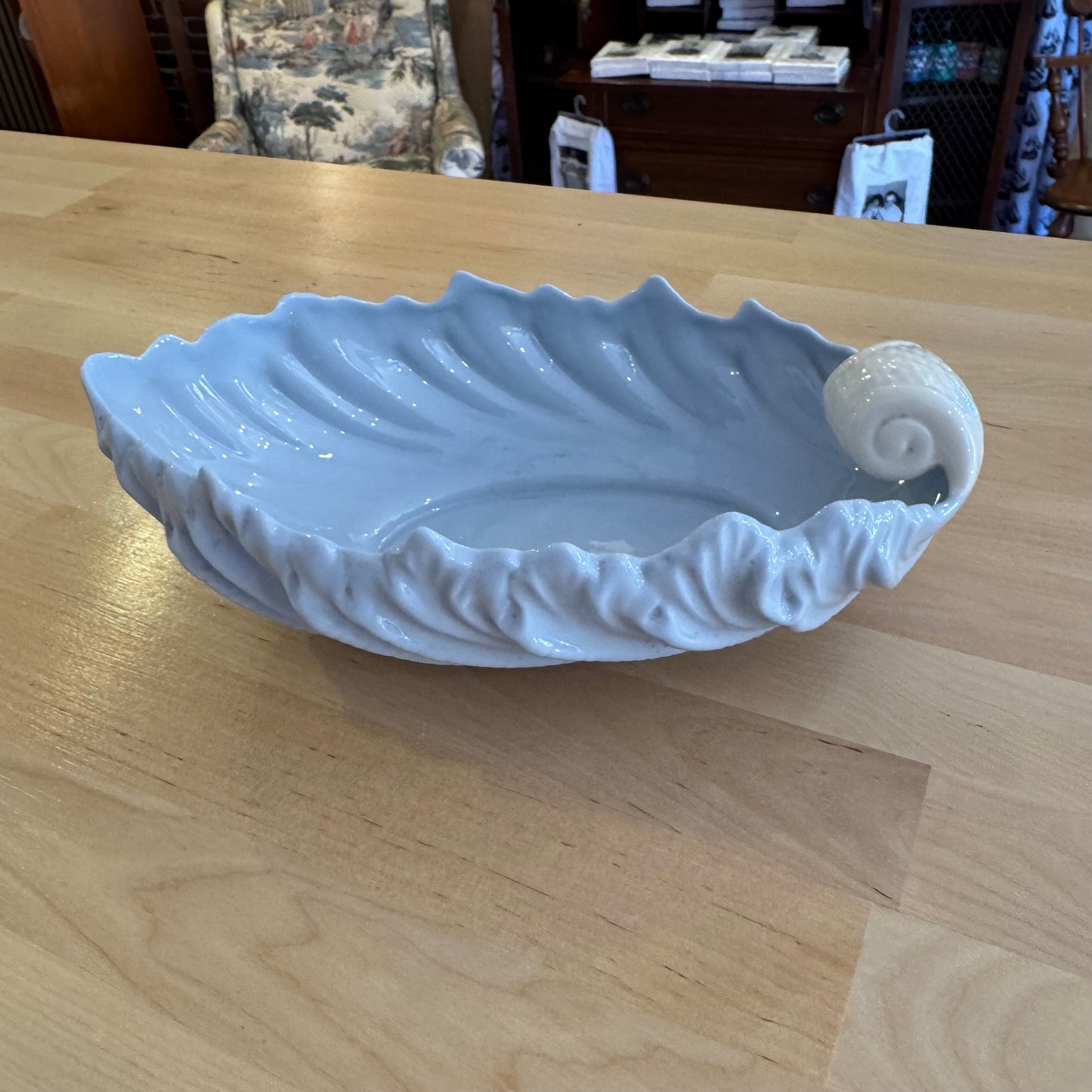 Vintage Lenox Pale Blue Porcelain Leaf-Shaped Trinket & Candy Dish