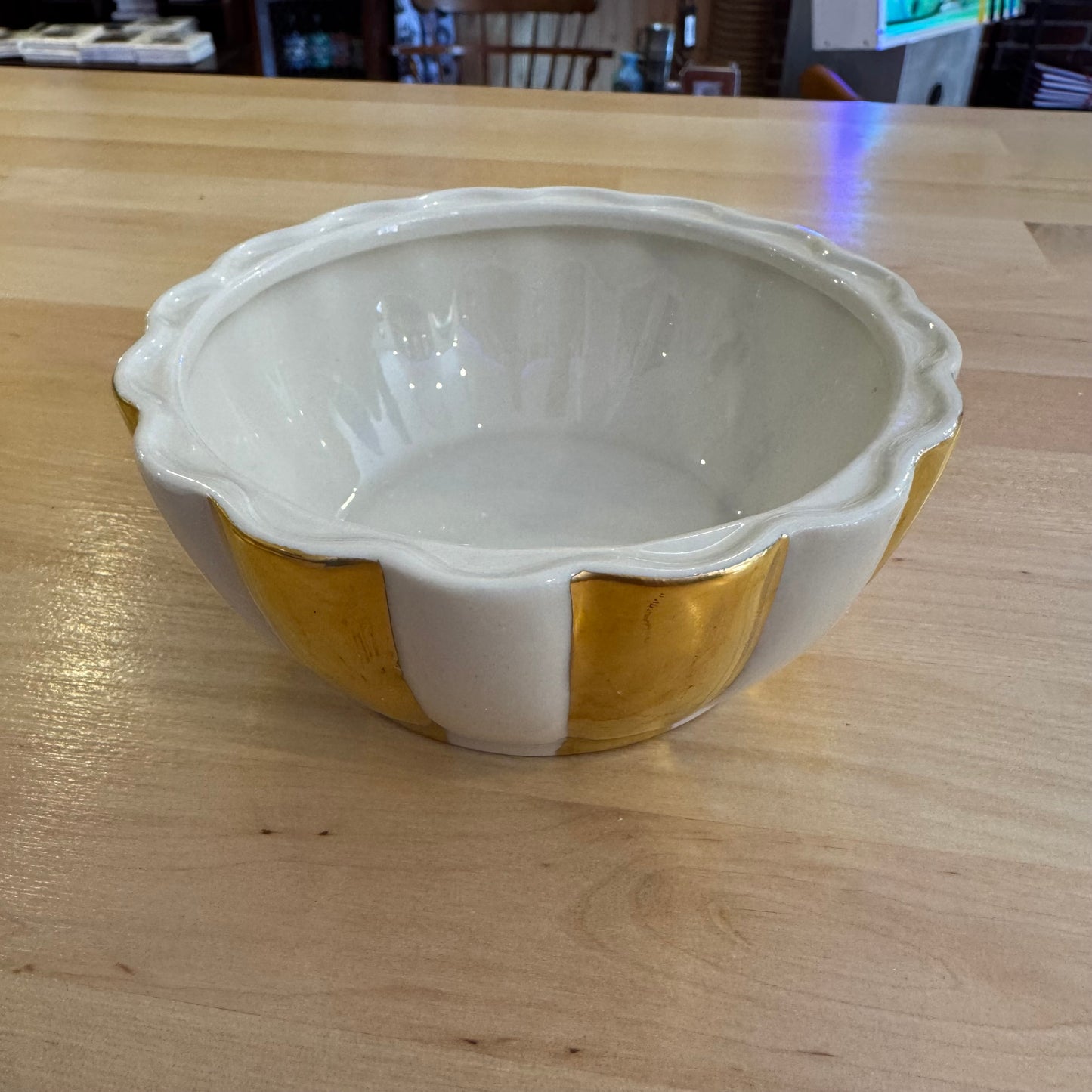 Gold and White Lidded Porcelain Candy Dish