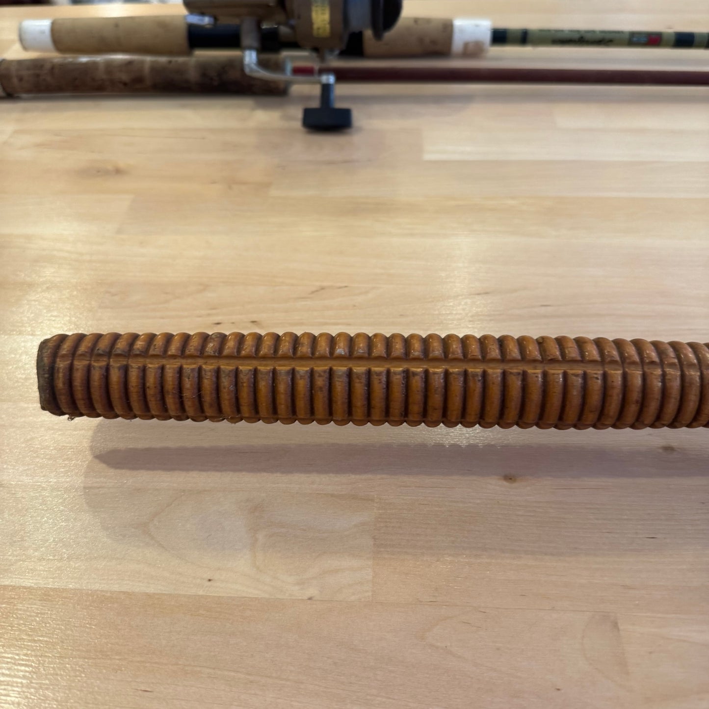 Vintage Wooden Fishing Rod paired with an Ocean City No. 935 Baitcasting Reel