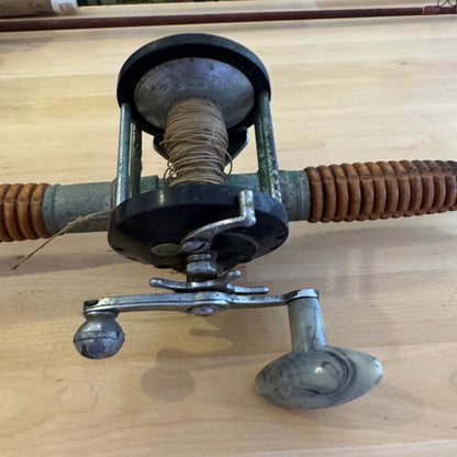 Vintage Wooden Fishing Rod paired with an Ocean City No. 935 Baitcasting Reel