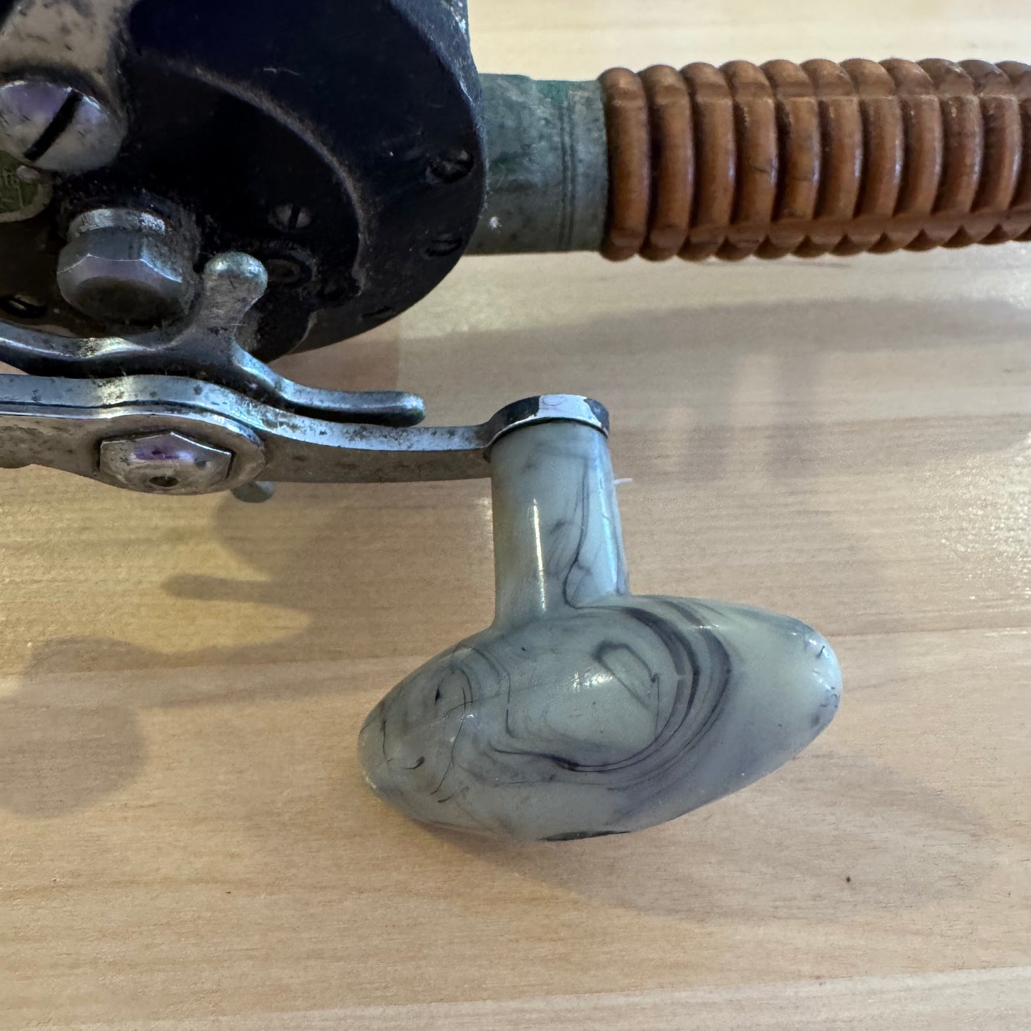 Vintage Wooden Fishing Rod paired with an Ocean City No. 935 Baitcasting Reel