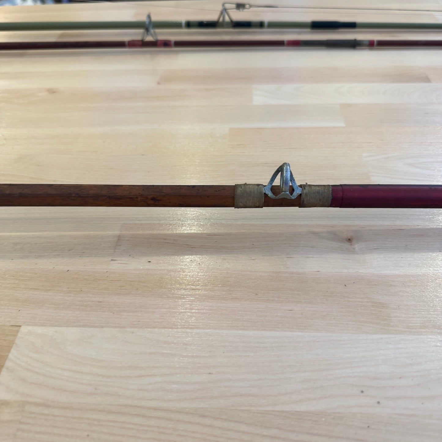 Vintage Wooden Fishing Rod paired with an Ocean City No. 935 Baitcasting Reel