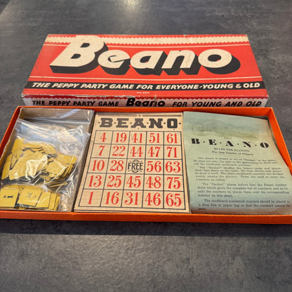Beano - The Peppy Party Game for Everyone Young and Old - Complete Game 1932 Milton Bradley