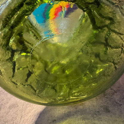 Hoosier Glass Emerald Green Crinkle/Textured Glass Vase (Model No. 4119).