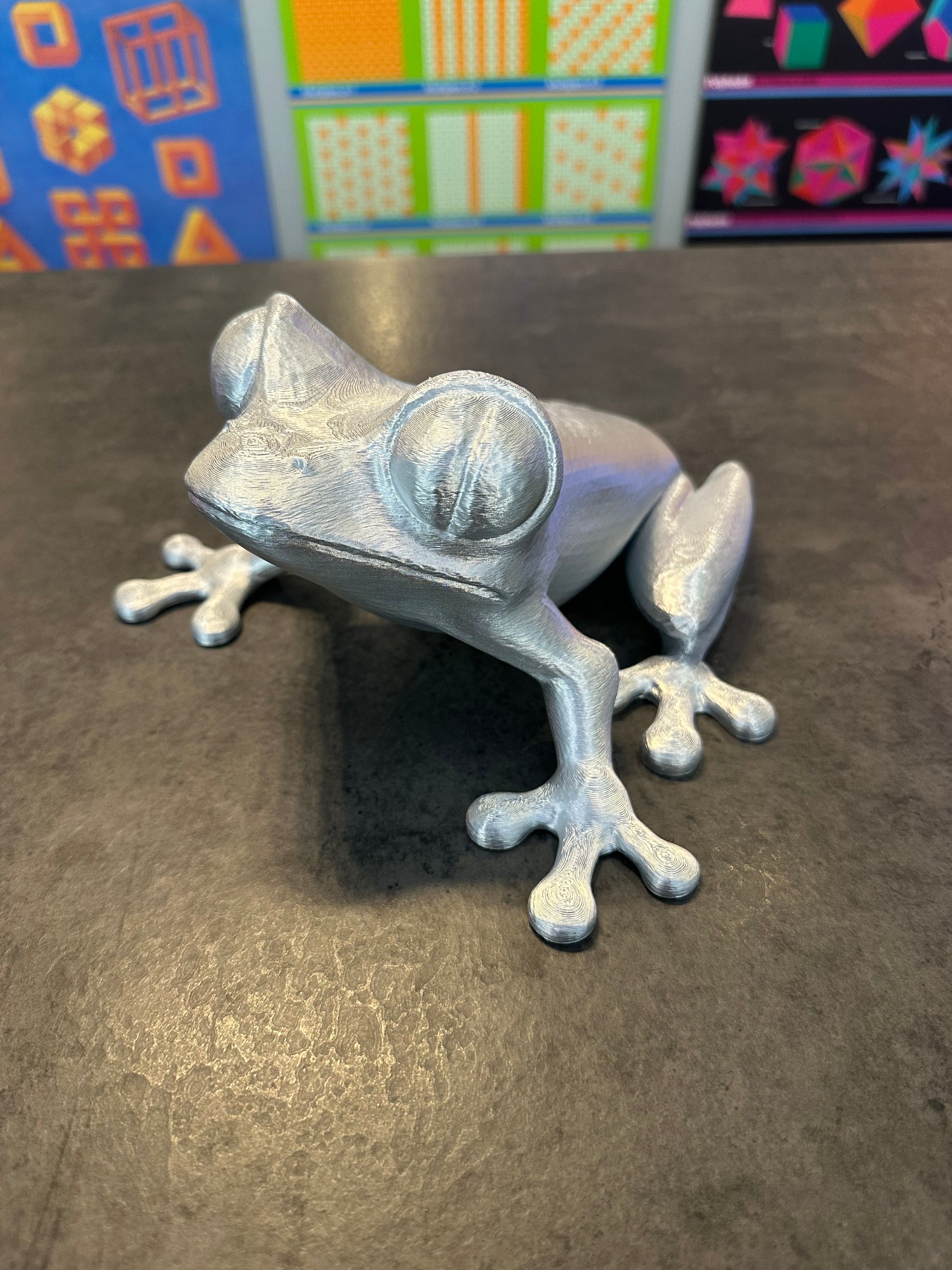 3D Printed Silver Frog