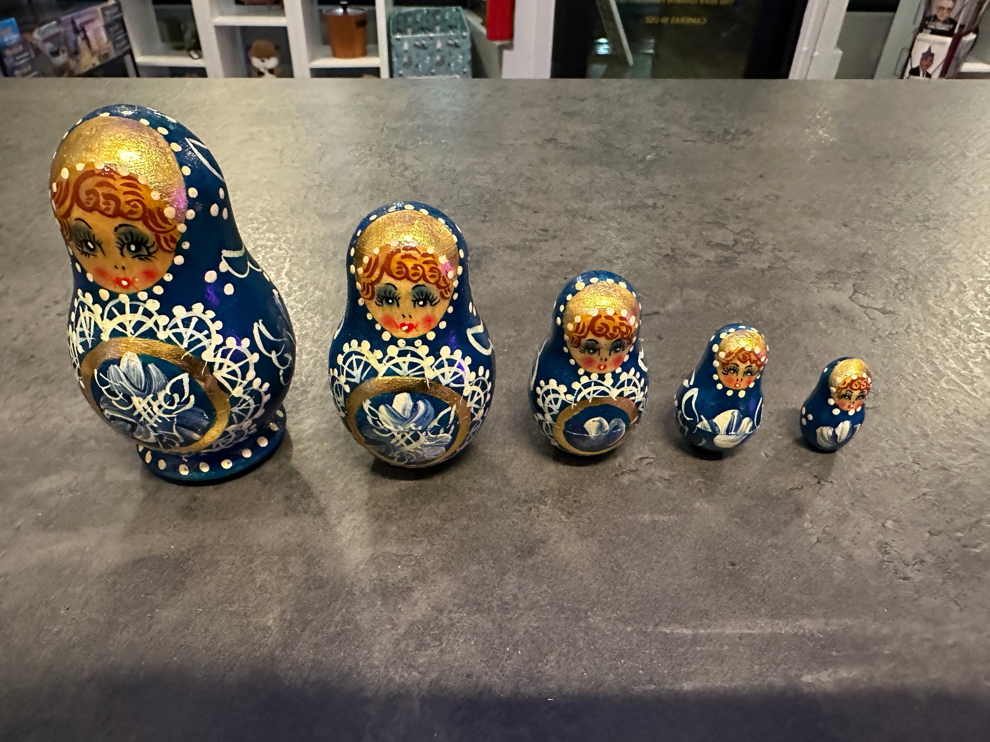 5 Piece Nesting Dolls Blue