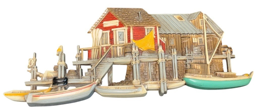 Burwood Home Interiors Wall Hanging Seaside Wharf Fishing Boat Dock