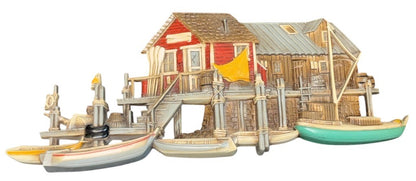 Burwood Home Interiors Wall Hanging Seaside Wharf Fishing Boat Dock