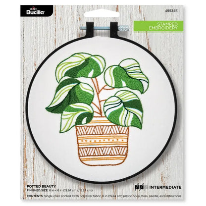 Stamped Embroidery Kit - Potted Beauty 6"