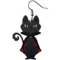 Wooden Vampire Kitty Earrings